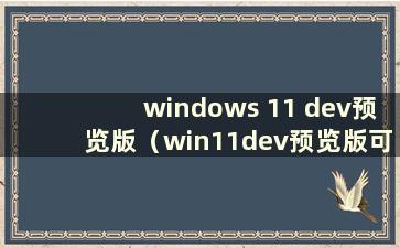 windows 11 dev预览版（win11dev预览版可以升级到正式版吗）